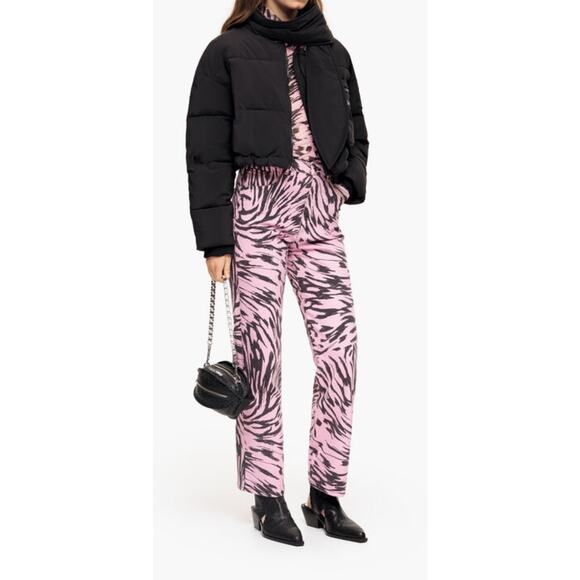 Bimba Y Lola Straight Cropped Butterfly Wing Printed Jeans in Rose 38 US 6 - Picture 1 of 7